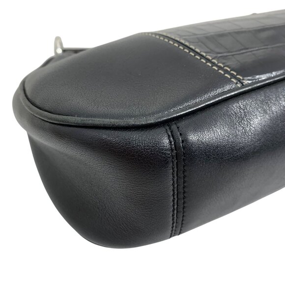 BRIGHTON Hilda Moon Purse Black Croc Embossed Pebbled Leather Demi Shoulder Bag - Picture 9 of 16